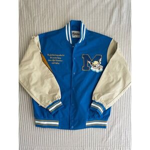 Matcha Story Blue Cream Varsity Letterman Jacket Angel Patch‎ Unisex Medium